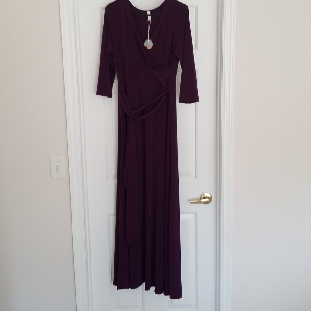 Pinkblush Purple 3/4 sleeve Maxi Maternity Dress
